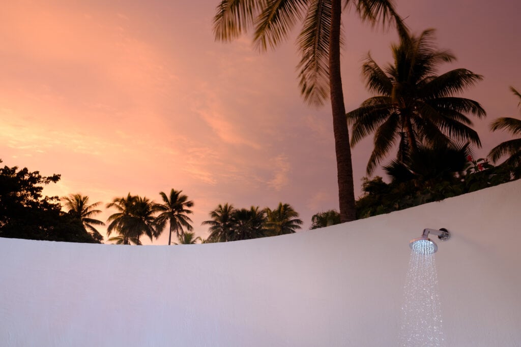 Beachfront Bure outdoor shower