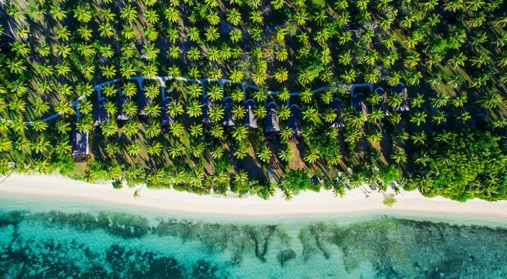 aerial view of Lomani Island Resort and Spa Fiji